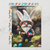 Kaninchen Gnome Ei Korb Osterfeier Einladung (Vorne/Hinten)