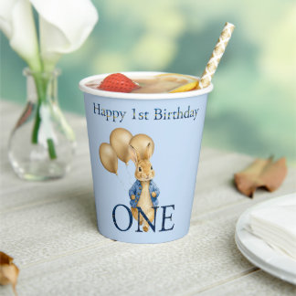 Kaninchen Gold Ballons Erster Geburtstag Pappbecher