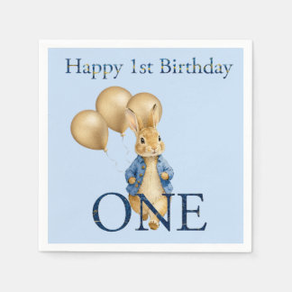 Kaninchen Gold Ballons Erster Geburtstag Serviette