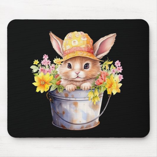 Kaninchen-Grafik für Mädchen Blütenfrühlingszeit Mousepad (Vorne)