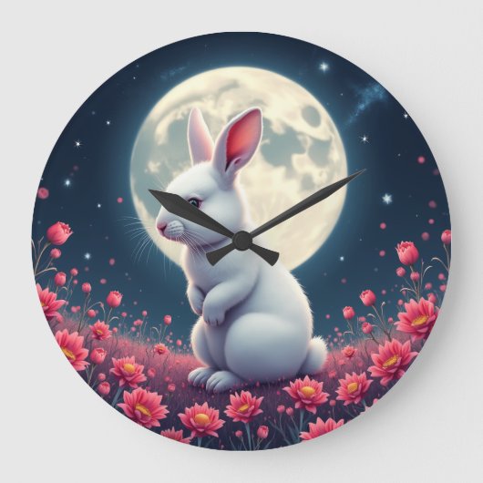 Kaninchen Große Wanduhr (Vorderseite)