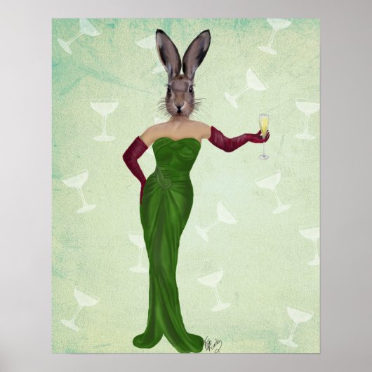 Kaninchen Grünes Kleid Poster (Vorne)