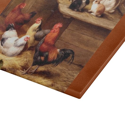 Kaninchen-Hahn-Häschen-Vieh-Haustiere Schneidebrett (Ecke)