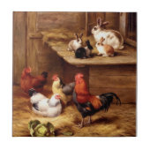 Kaninchen-Hahnhennen Häschenhaustier-Vieh Fliese (Vorderseite)