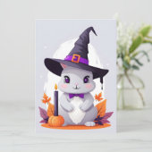 Kaninchen Halloween Niedlich Adorable Funny Animal Einladung (Stehend Vorderseite)