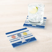 Kaninchen Happy Easter Eggs Jagen Frühjahr Party M Glasuntersetzer (Schrägansicht)