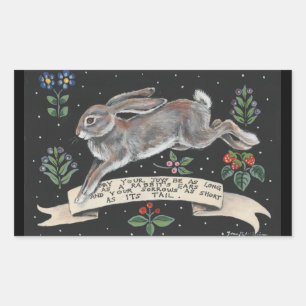 Kaninchen Hare Inspiration Sticker Schwarze Flora