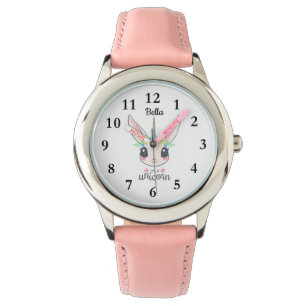 Kaninchen Hare Unicorn mit Name Girls Watch Armbanduhr