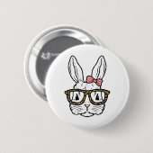 Kaninchen Häschen mit Leopardengläsern Süßes Oster Button (Vorne & Hinten)