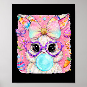 Kaninchen Hase bläst Kaugummi Ostertag Niedliche F Poster
