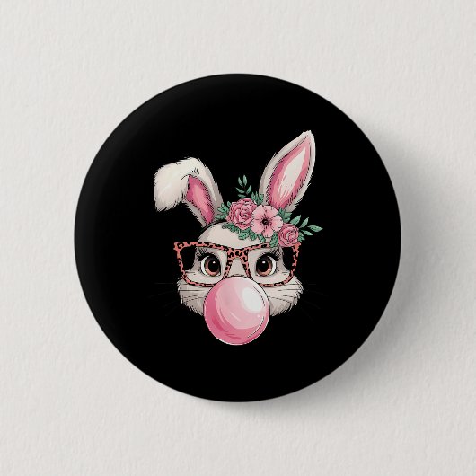 Kaninchen Hase bläst Seifenblase Ostertag Niedlich Button (Vorderseite)