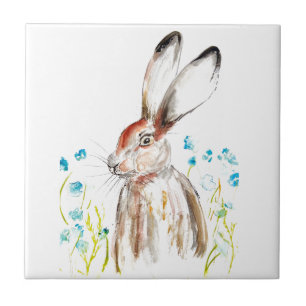 Kaninchen Hase Florales Tier Wildtier Niedlich Fliese