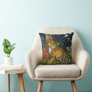 Kaninchen Hase Waldlandschaft im Stil des William Kissen