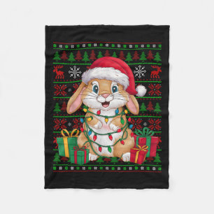 Kaninchen Hase Weihnachtsbeleuchtung hässlicher We Fleecedecke