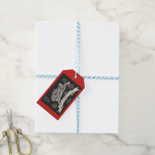 Kaninchen-Hase-Weihnachtsfeiertags-Gruß-Umbau-Rot Geschenkanhänger
