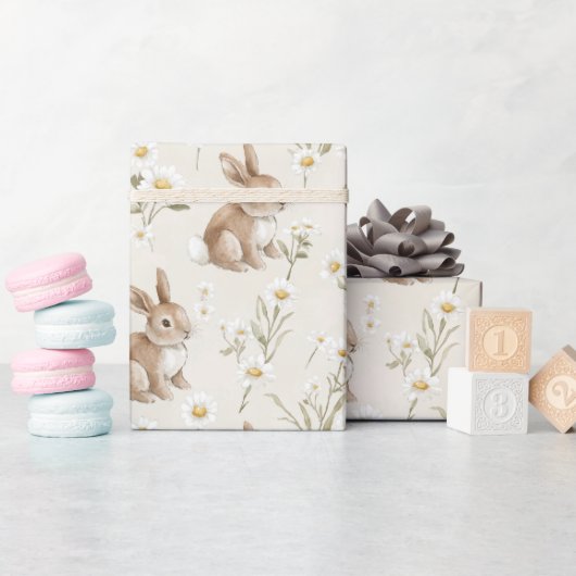 Kaninchen Hasen Gänseblümchen Blumen Geschenkpapier (Babyparty)