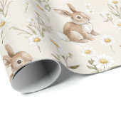 Kaninchen Hasen Gänseblümchen Blumen Geschenkpapier (Rolleneckpunkt)