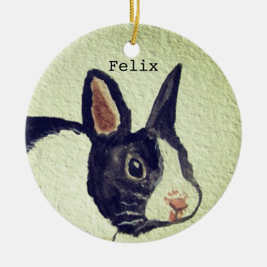 Kaninchen Hasen Haustier Farbe Name Keramik Ornament (Vorne)