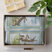 Kaninchen Hauling a Large Gold Oaster Egs Blume Seidenpapier (Geschenk)