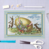 Kaninchen Hauling a Large Gold Oaster Egs Blume Seidenpapier (Handwerk)