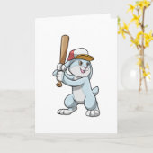 Kaninchen im Baseball mit Baseballschläger Karte (Gelbe Blume)