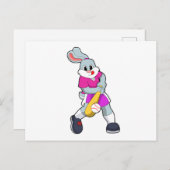 Kaninchen im Baseball mit Baseballschläger Postkarte (Vorne/Hinten)