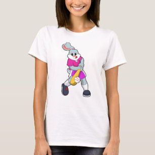 Kaninchen im Baseball mit Baseballschläger T-Shirt