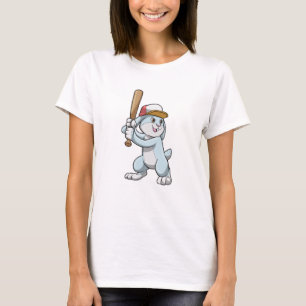 Kaninchen im Baseball mit Baseballschläger T-Shirt