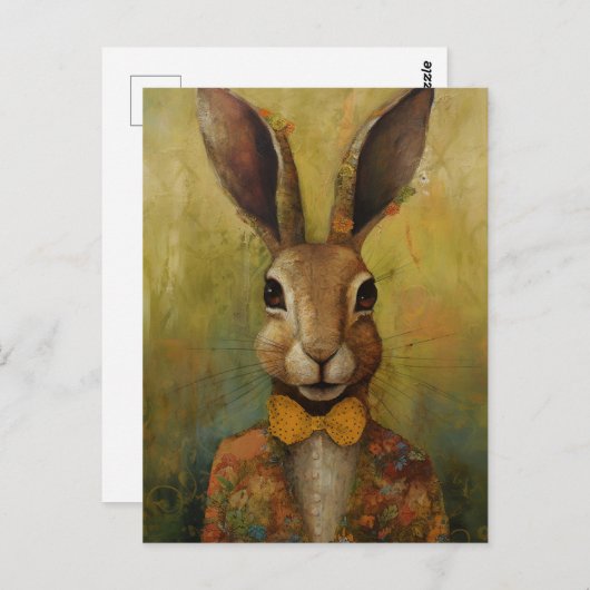 Kaninchen im blühenden Anzug Postkarte (Vorne/Hinten)