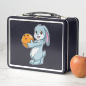 Kaninchen im Bowling mit Bowlingball Metall Brotdose (Beispiel)