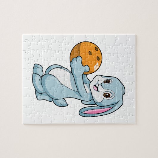 Kaninchen im Bowling mit Bowlingball Puzzle (Horizontal)