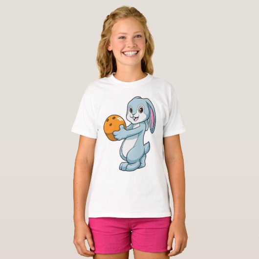 Kaninchen im Bowling mit Bowlingball T-Shirt (Vorne ganz)