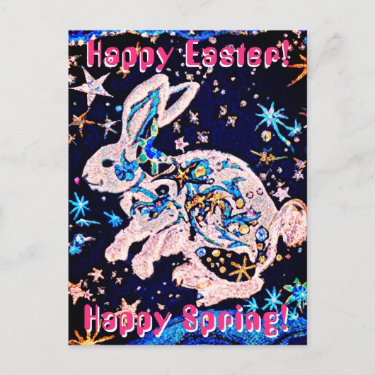 Kaninchen im Himmel mit Sternen Postkarte (Vorderseite)