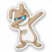 Kaninchen im Hip Hop Dance Dab Aufkleber (Vorderseite)