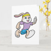 Kaninchen im Joggen mit Headband Karte (Gelbe Blume)