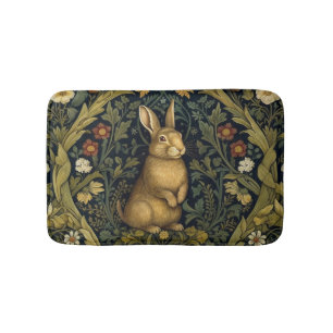 Kaninchen im Jugendstil des Waldes Badematte