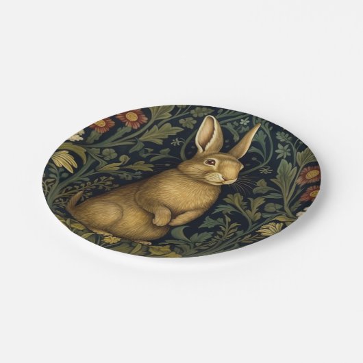 Kaninchen im Jugendstil des Waldes Pappteller (Schrägansicht)