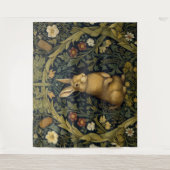 Kaninchen im Jugendstil des Waldes Wandteppich (Vorderseite)