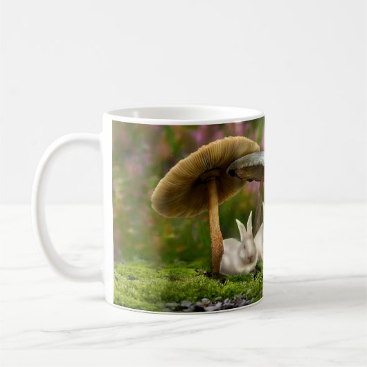 Kaninchen im Märchenland (Kaninchen u. Pilz-Tasse) Kaffeetasse (Links)