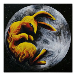 Kaninchen im Mond Poster