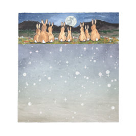 Kaninchen im Mond Starry Night Bunny Blue Animal Notizblock