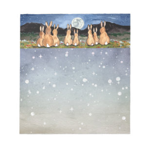 Kaninchen im Mond Starry Night Bunny Blue Animal Notizblock