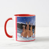 "Kaninchen im Mond" Weihnachtsentwurfs-Tasse, Tasse (Links)