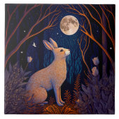 Kaninchen im Mondlicht Fliese (Vorderseite)