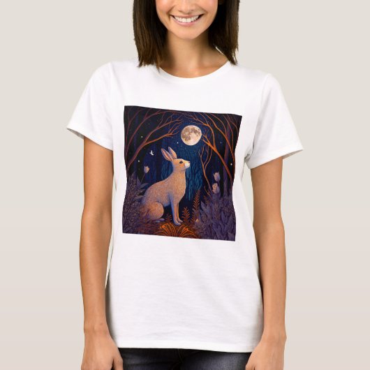 Kaninchen im Mondlicht T-Shirt (Vorderseite)
