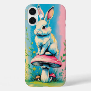 Kaninchen im Pilz mit lebendiger Pastel iPhone 16 Plus Hülle