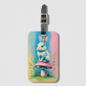 Kaninchen im Pilz mit lebendiger Pastel-Col Gepäckanhänger (Vorderseite Vertikal)
