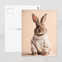 Kaninchen im Pullover, Postüberquerung Postkarte