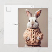 Kaninchen im Pullover, Postüberquerung Postkarte (Vorne/Hinten)