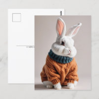 Kaninchen im Pullover, Postüberquerung Postkarte